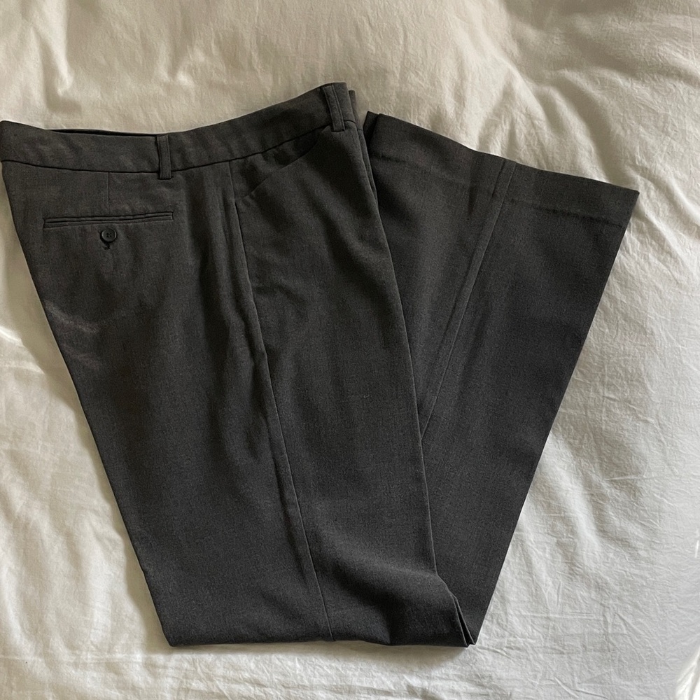 $5! 2 for $10🌹Express Editor Charcoal Gray Dress Pants Wool Flare Trousers Sz 8